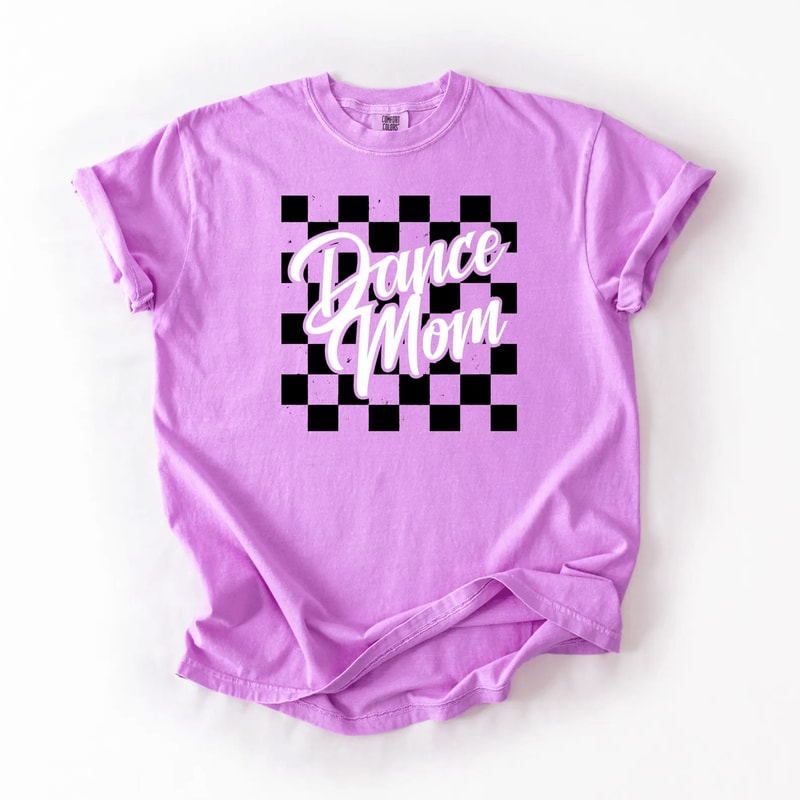 Checkered Dance Mom Shirt Trendy Graphic Tee Dance Competition Mom Gift 0