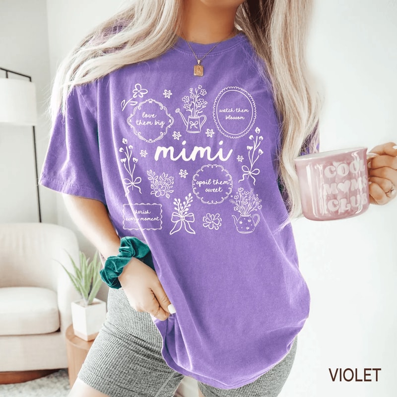 Comfort Colors Floral Mimi Shirt Mothers Day Grandma Gift Tee 3