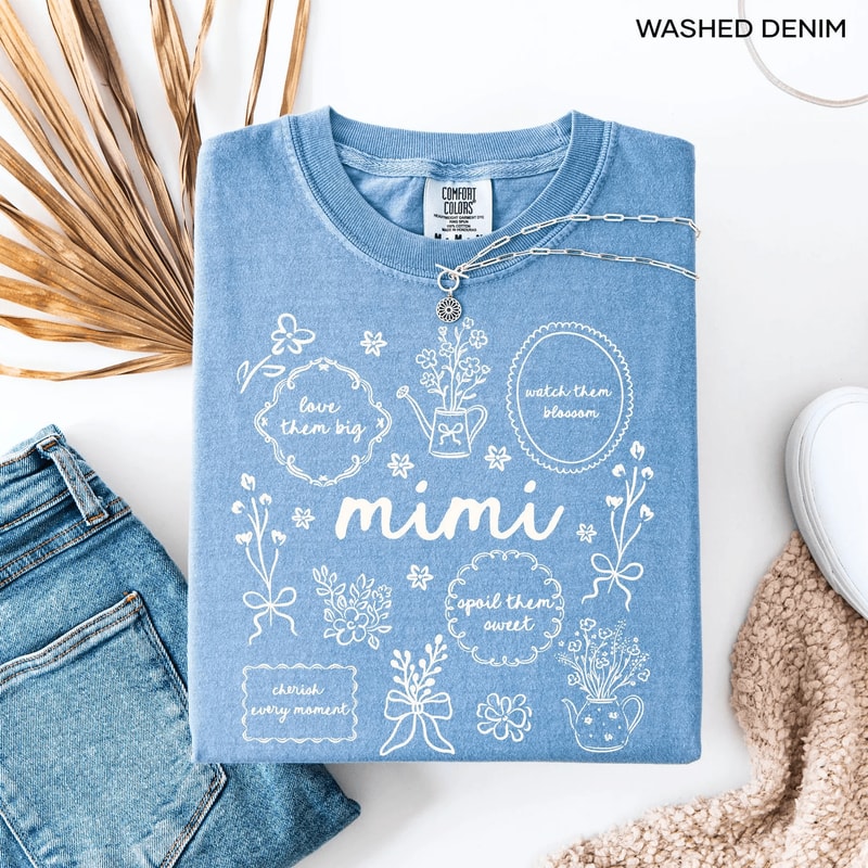 Comfort Colors Floral Mimi Shirt Mothers Day Grandma Gift Tee 4