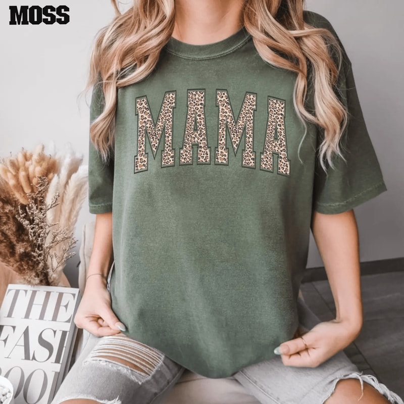 Comfort Colors Leopard Mama Shirt Retro Mom Gift Mothers Day Tee 3