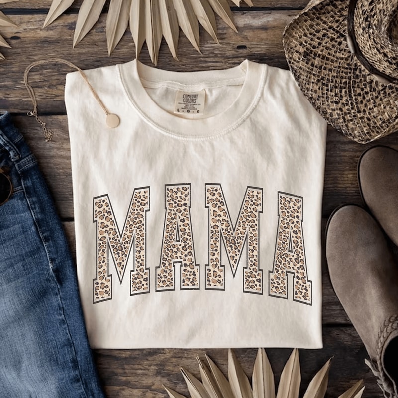 Comfort Colors Leopard Mama Shirt Retro Mom Gift Mothers Day Tee 4