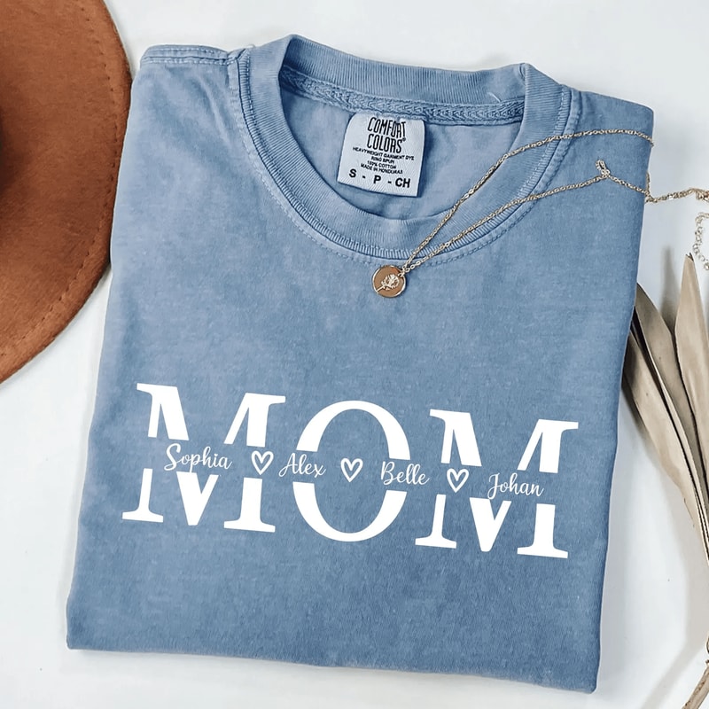 Custom Mom Shirt Comfort Colors Personalized Mama Name Gift Tee 3
