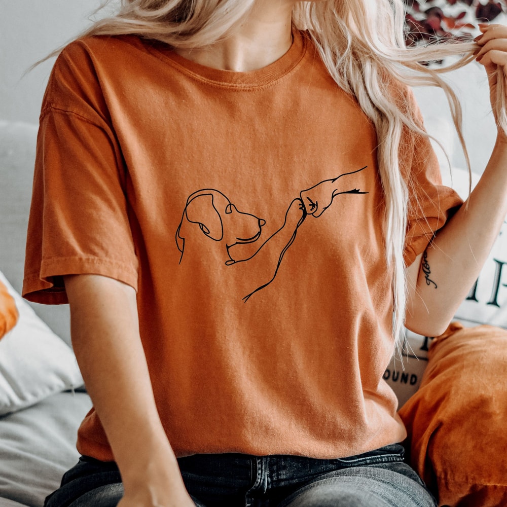 Dog Line Art Shirt Minimalist Pet Lover Tee Aesthetic Dog Graphic TShirt Casual Womens Top 1