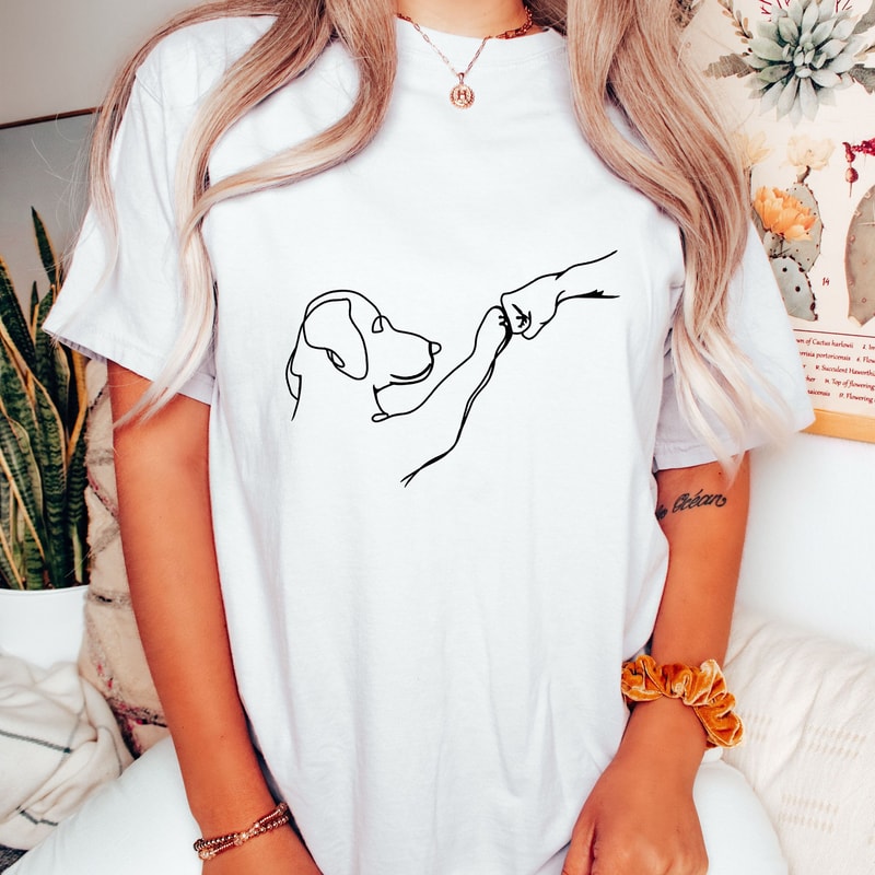 Dog Line Art Shirt Minimalist Pet Lover Tee Aesthetic Dog Graphic TShirt Casual Womens Top 2