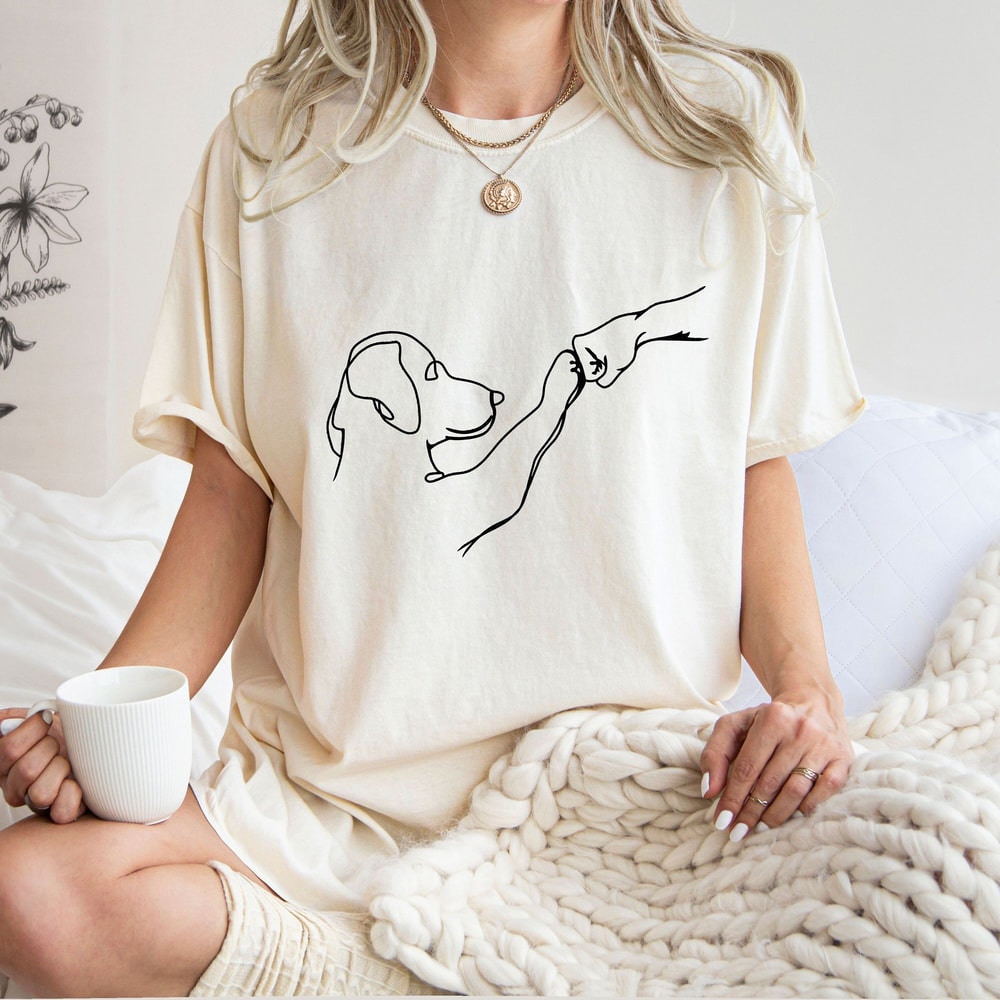 Dog Line Art Shirt Minimalist Pet Lover Tee Aesthetic Dog Graphic TShirt Casual Womens Top 5