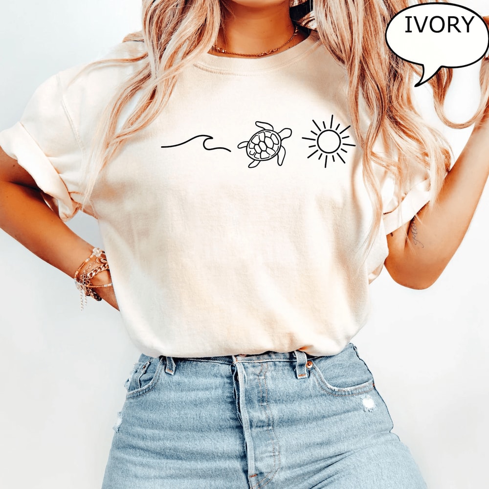 Ocean Turtle Sun Shirt Comfort Colors Beach Graphic Summer Tee 4