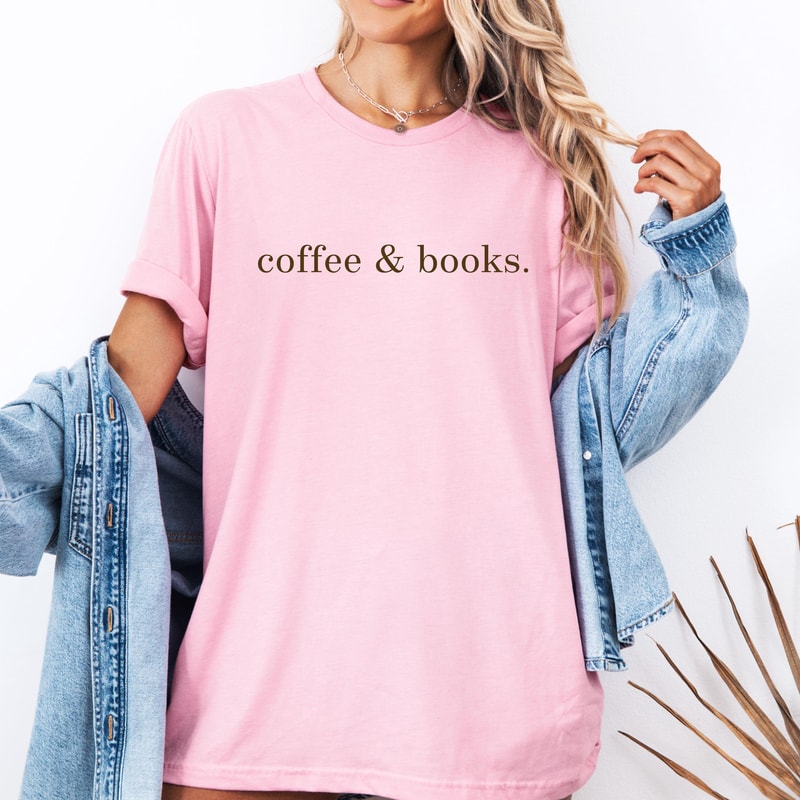 Coffee And Books Shirt Minimalist Aesthetic Tee Book Lover Graphic TShirt Casual Womens Top 3