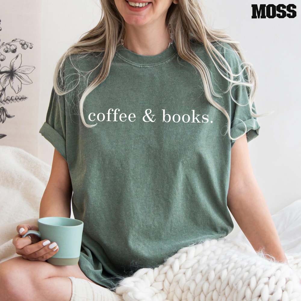 Coffee And Books Shirt Minimalist Aesthetic Tee Book Lover Graphic TShirt Casual Womens Top 4