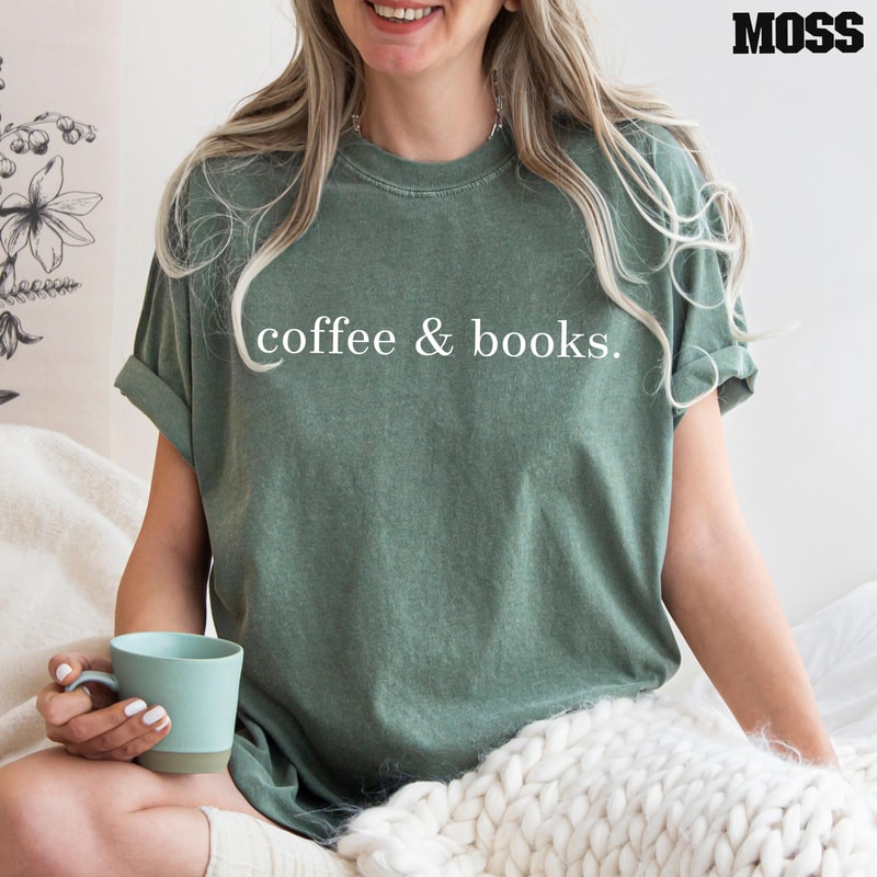 Coffee And Books Shirt Minimalist Aesthetic Tee Book Lover Graphic TShirt Casual Womens Top 4