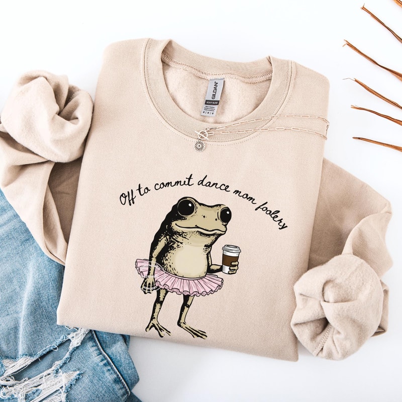 Mom Foolery Hoodie Funny Dance Mom Frog Sweatshirt Senior Competition Crew Neck Ballet Fan Gift 2
