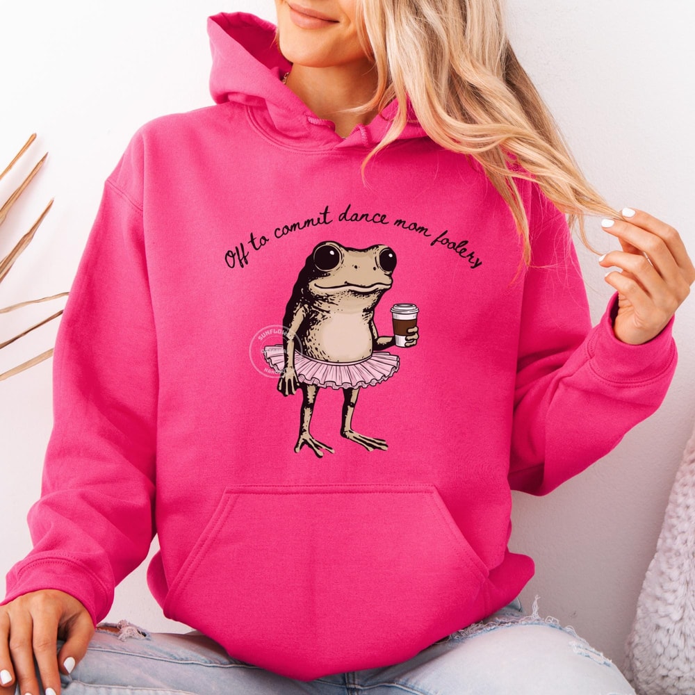 Mom Foolery Hoodie Funny Dance Mom Frog Sweatshirt Senior Competition Crew Neck Ballet Fan Gift 0
