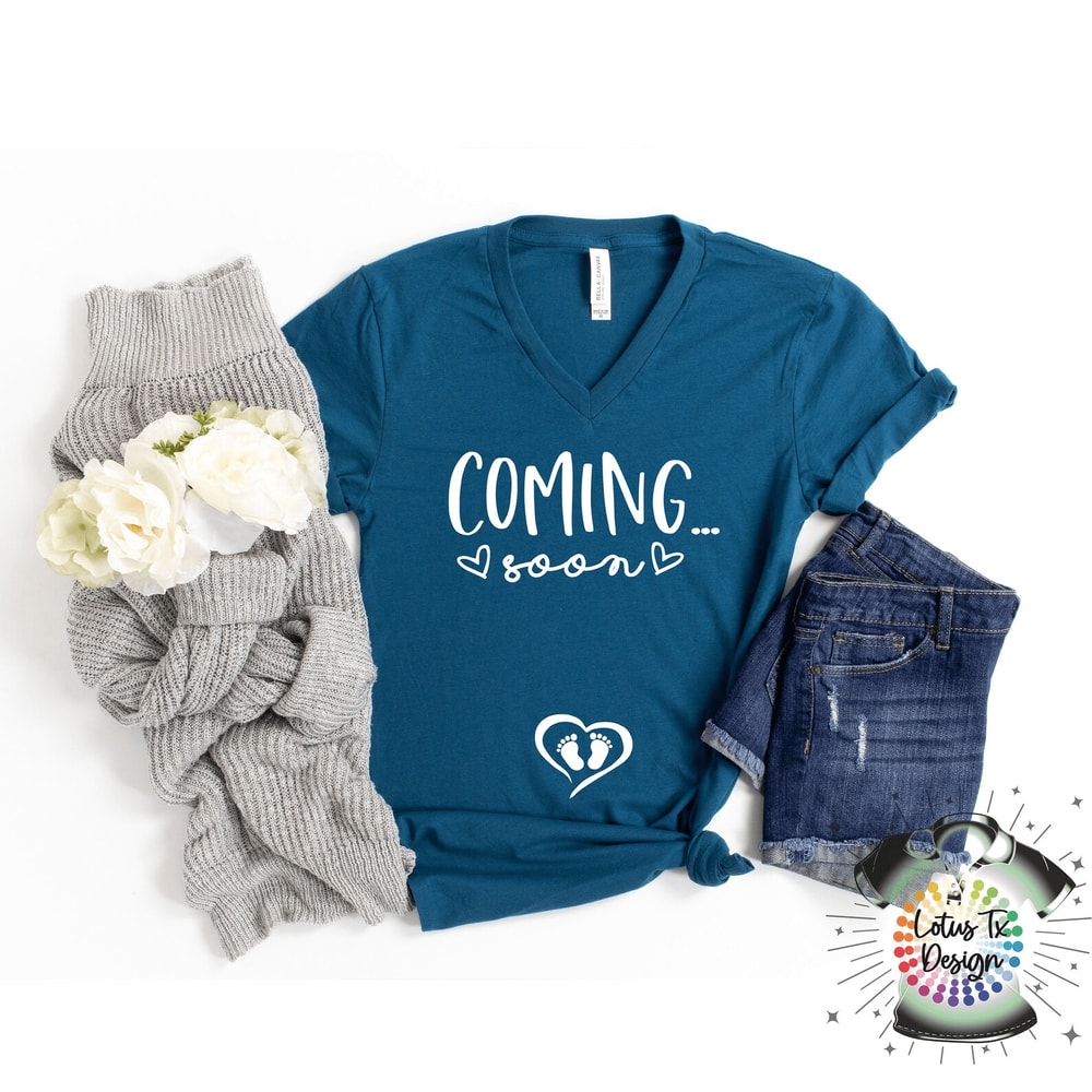 Coming Soon Pregnancy Announcement Shirt Cute Baby Reveal Tee Mom To Be Gift 2