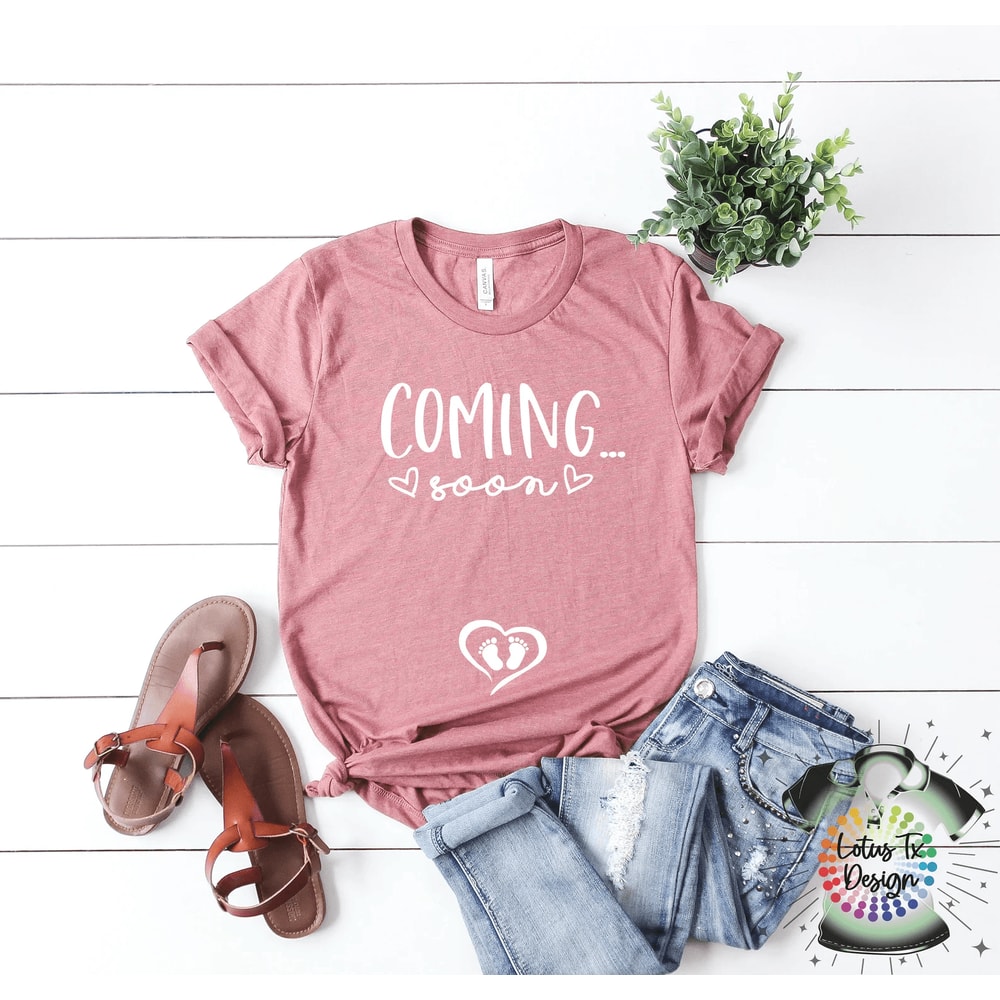 Coming Soon Pregnancy Announcement Shirt Cute Baby Reveal Tee Mom To Be Gift 0