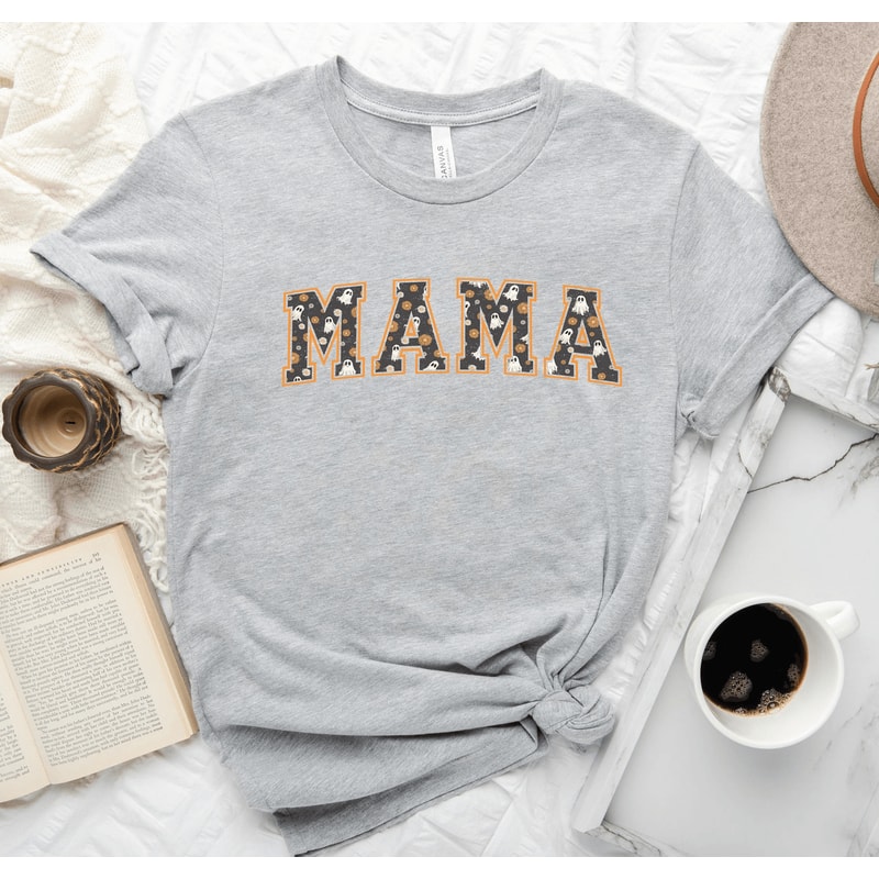 Ghost Mama Shirt Cute Spooky Halloween Mom Tee Boo Crew Fall Graphic Shirt 0