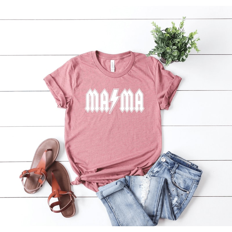 ACDC Mama Shirt Rocker Mom Graphic Tee Cool Mom Life Mothers Day Gift 2