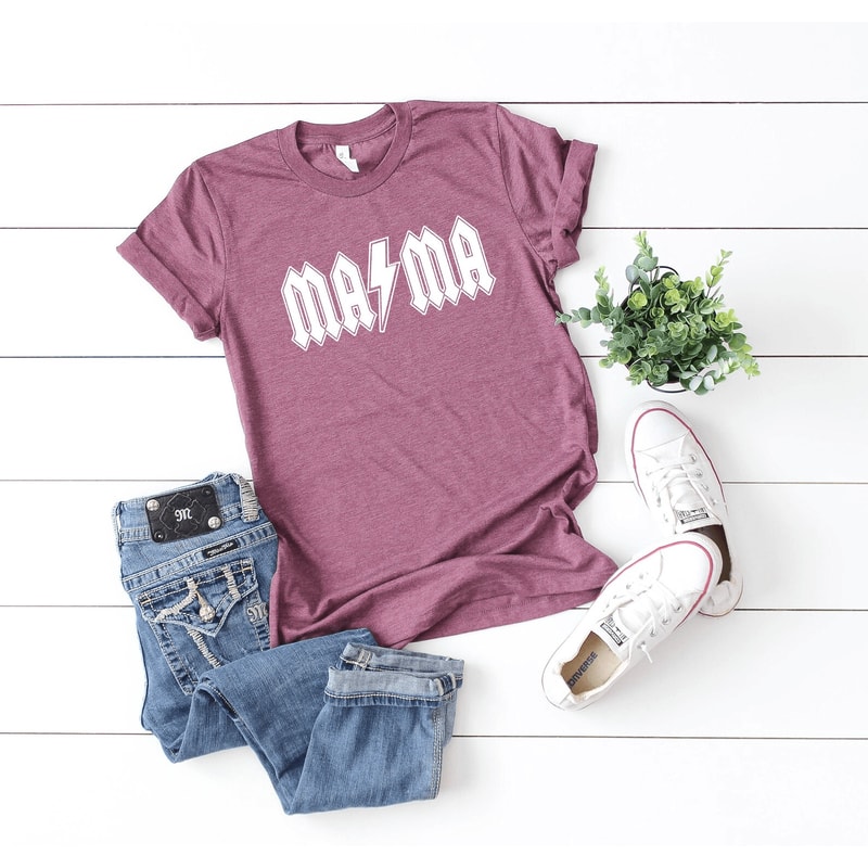 ACDC Mama Shirt Rocker Mom Graphic Tee Cool Mom Life Mothers Day Gift 3