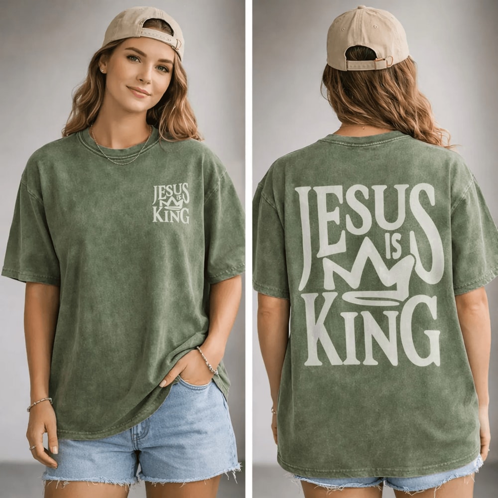 Jesus Is King Shirt Oversized Vintage Christian Tee Faith Streetwear Unisex Gift 2