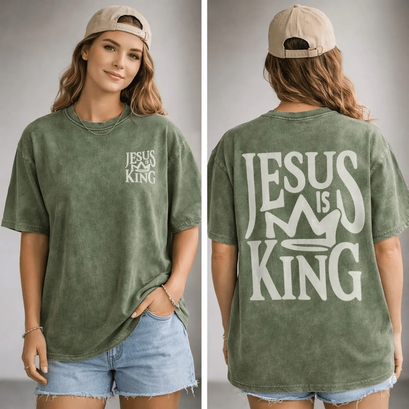 Jesus Is King Shirt Oversized Vintage Christian Tee Faith Streetwear Unisex Gift 2