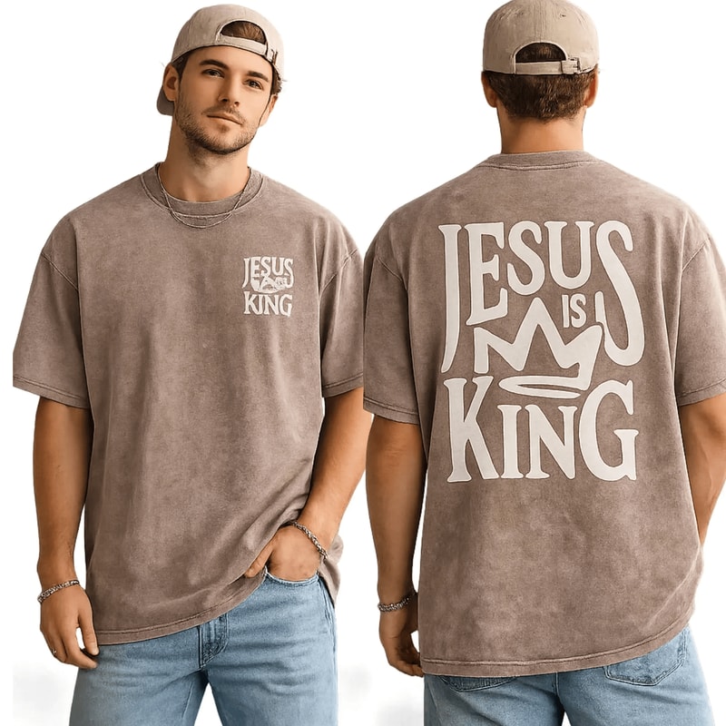 Jesus Is King Shirt Oversized Vintage Christian Tee Faith Streetwear Unisex Gift 1