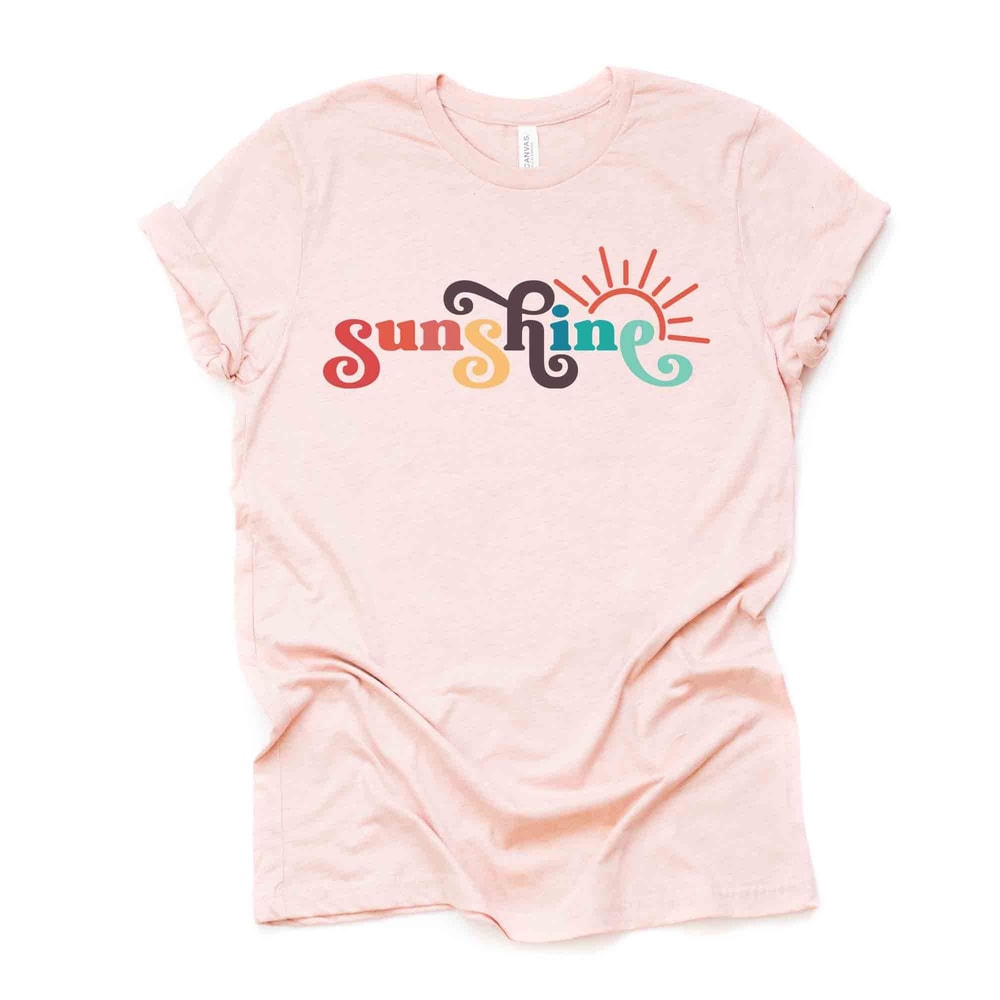 Sunshine Graphic Tee Retro Word Art Bella Canvas Shirt 0