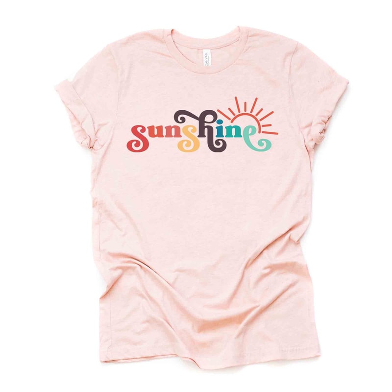 Sunshine Graphic Tee Retro Word Art Bella Canvas Shirt 0