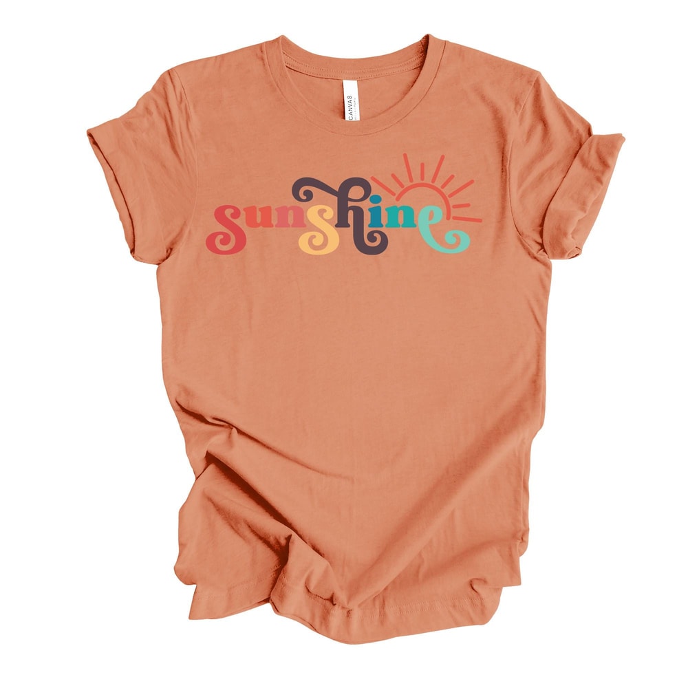 Sunshine Graphic Tee Retro Word Art Bella Canvas Shirt 2