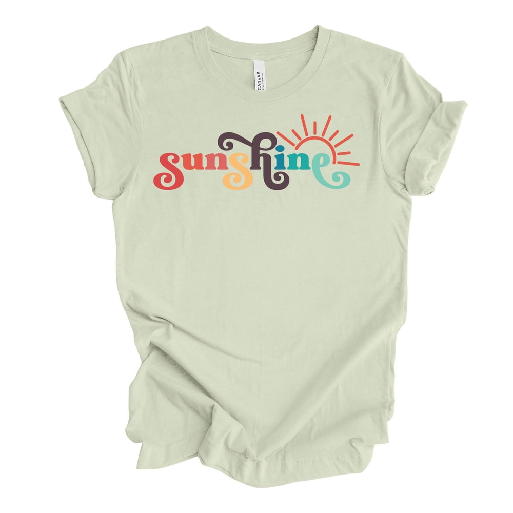 Sunshine Graphic Tee Retro Word Art Bella Canvas Shirt 3