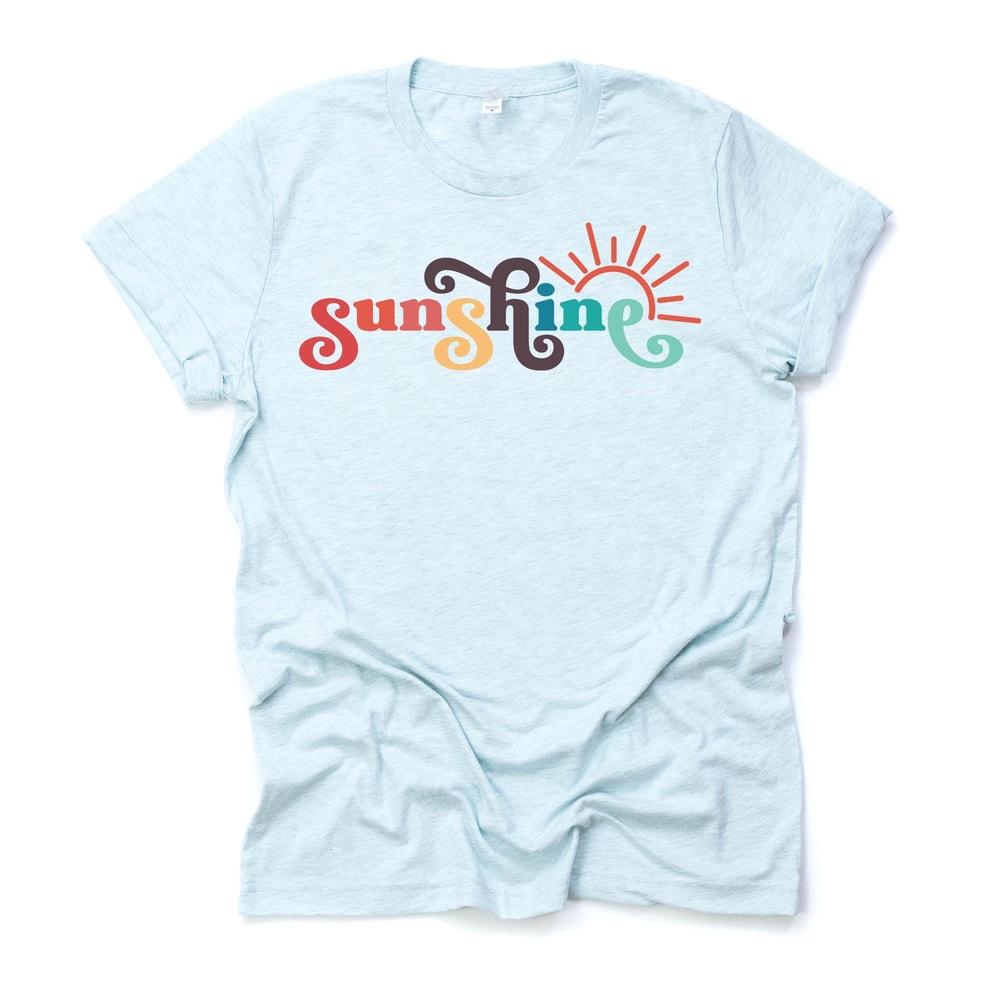 Sunshine Graphic Tee Retro Word Art Bella Canvas Shirt 5