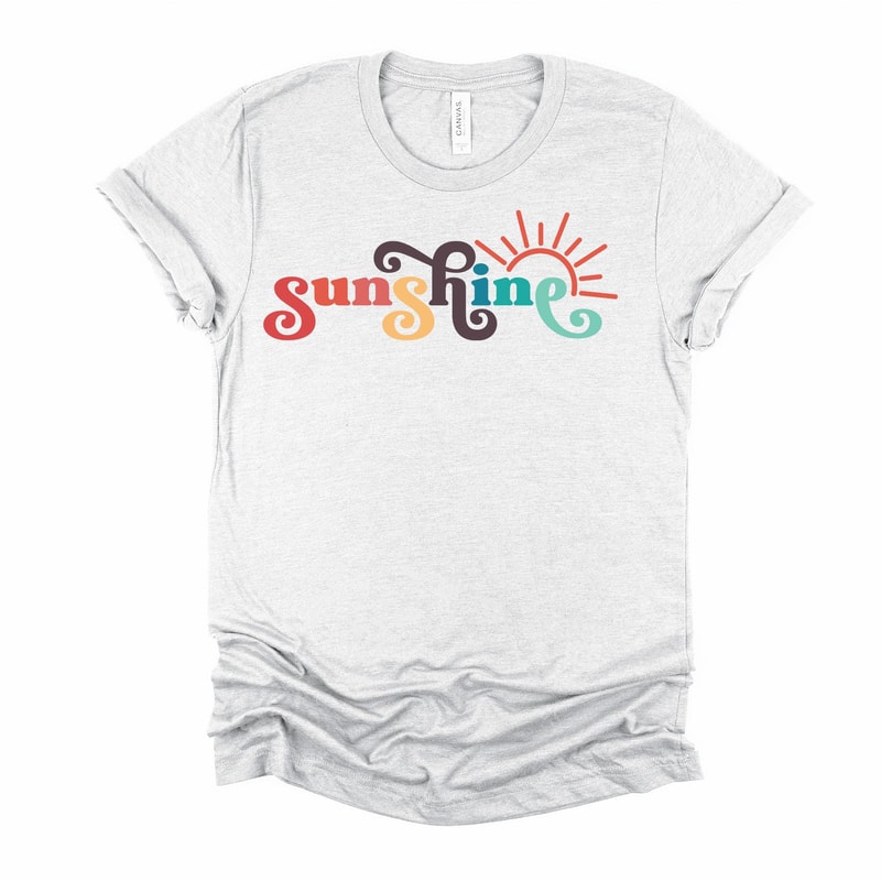Sunshine Graphic Tee Retro Word Art Bella Canvas Shirt 6