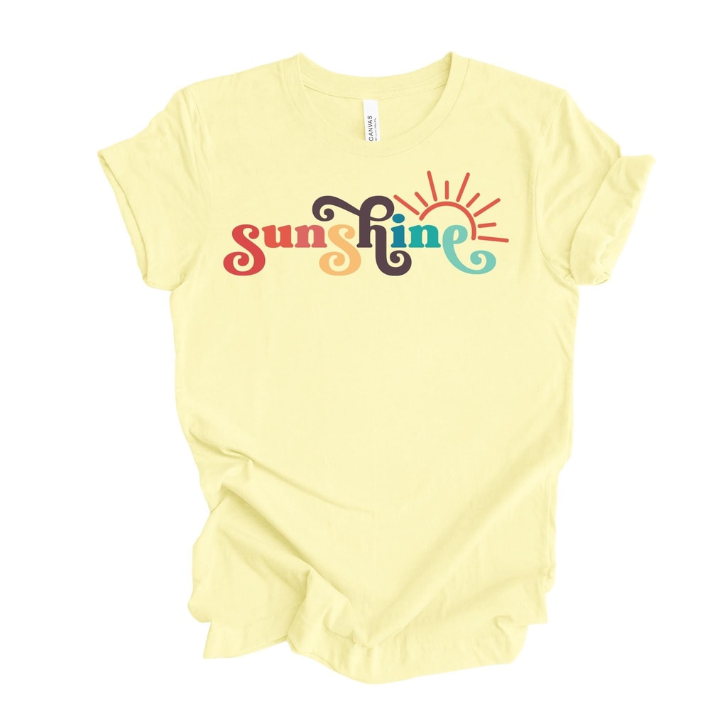 Sunshine Graphic Tee Retro Word Art Bella Canvas Shirt 7