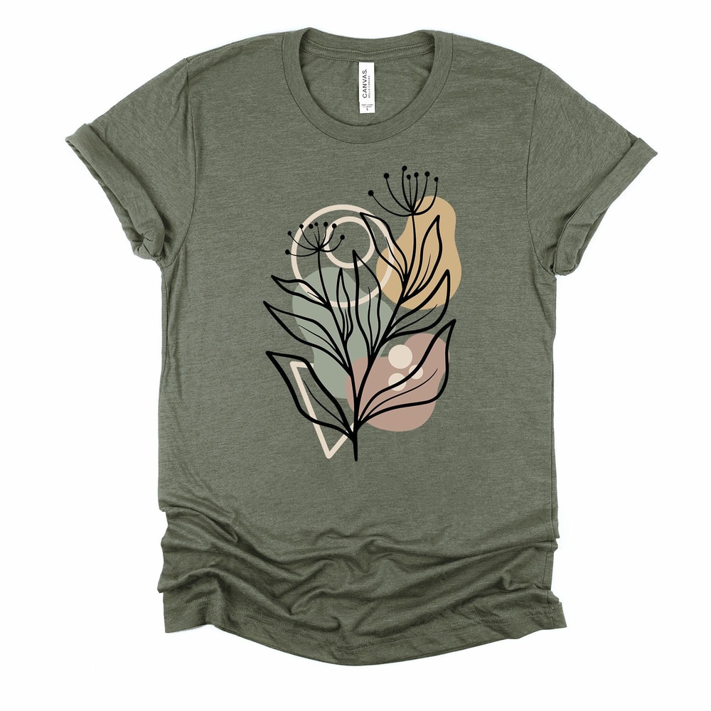 Abstract Floral Tee Modern Botanical Bella Canvas Shirt 1