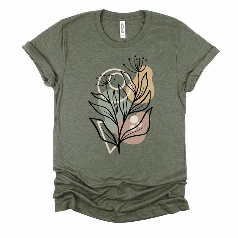 Abstract Floral Tee Modern Botanical Bella Canvas Shirt 1