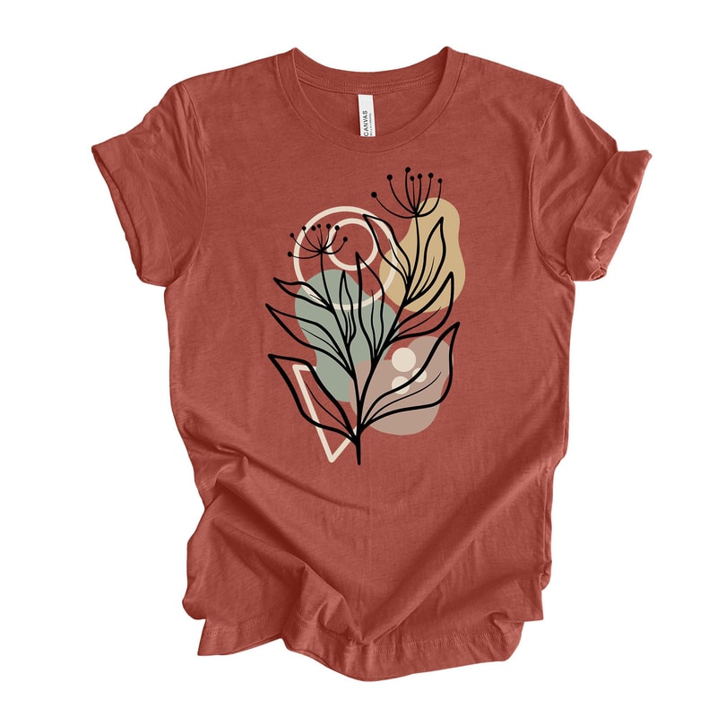 Abstract Floral Tee Modern Botanical Bella Canvas Shirt 4