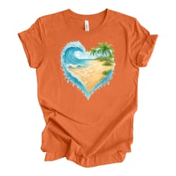 heart-shaped ocean beach shirt palm tree vacation tee