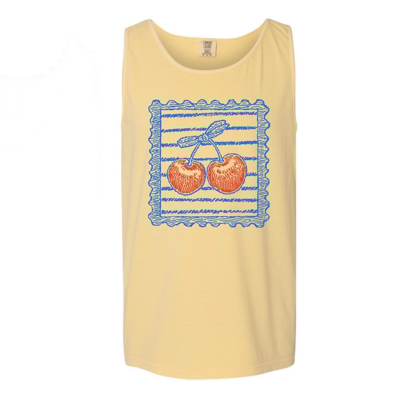 Preppy Cherry Stamp Tank Top GarmentDyed Comfort Colors Unisex Top 0