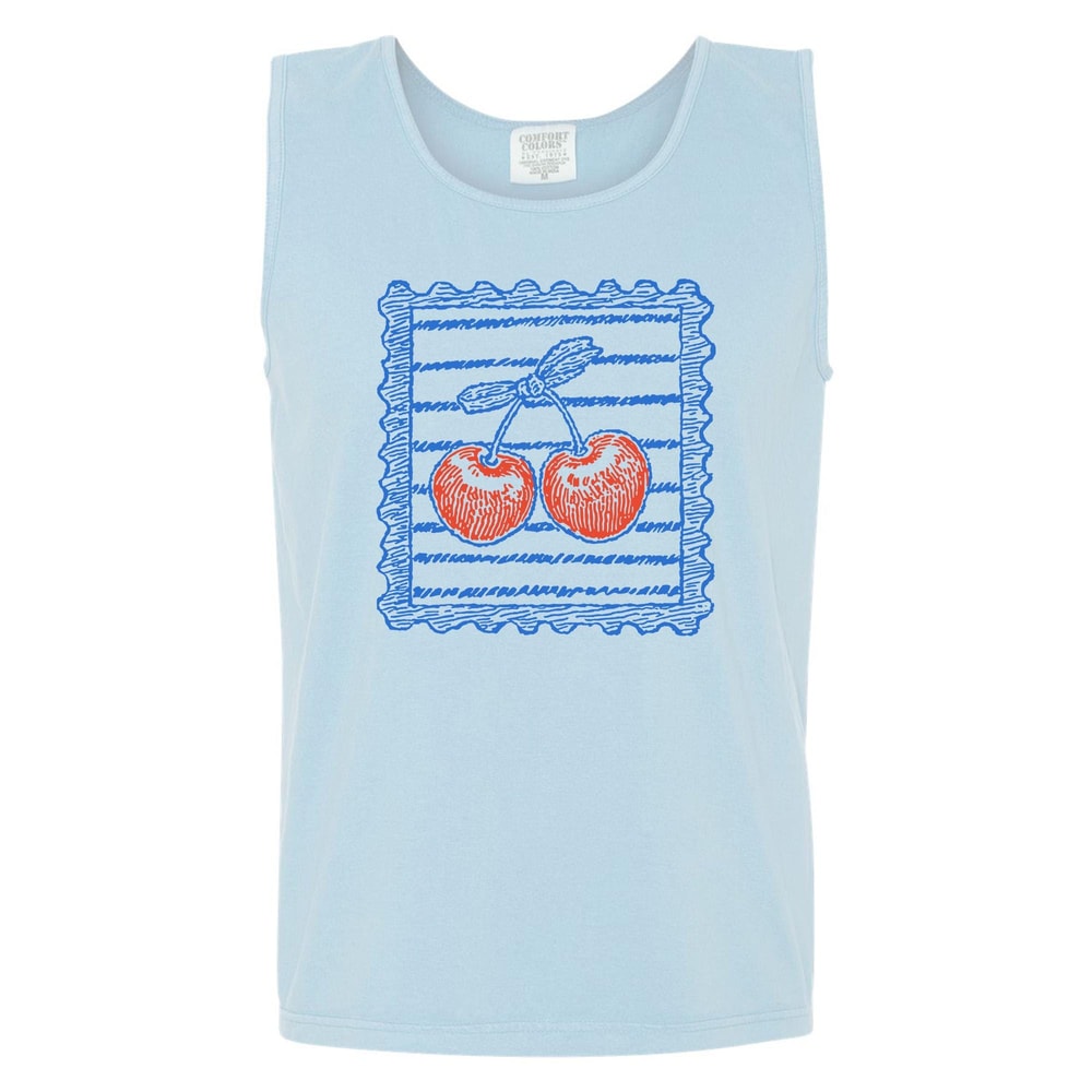 Preppy Cherry Stamp Tank Top GarmentDyed Comfort Colors Unisex Top 1