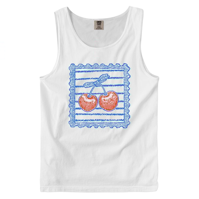Preppy Cherry Stamp Tank Top GarmentDyed Comfort Colors Unisex Top 4