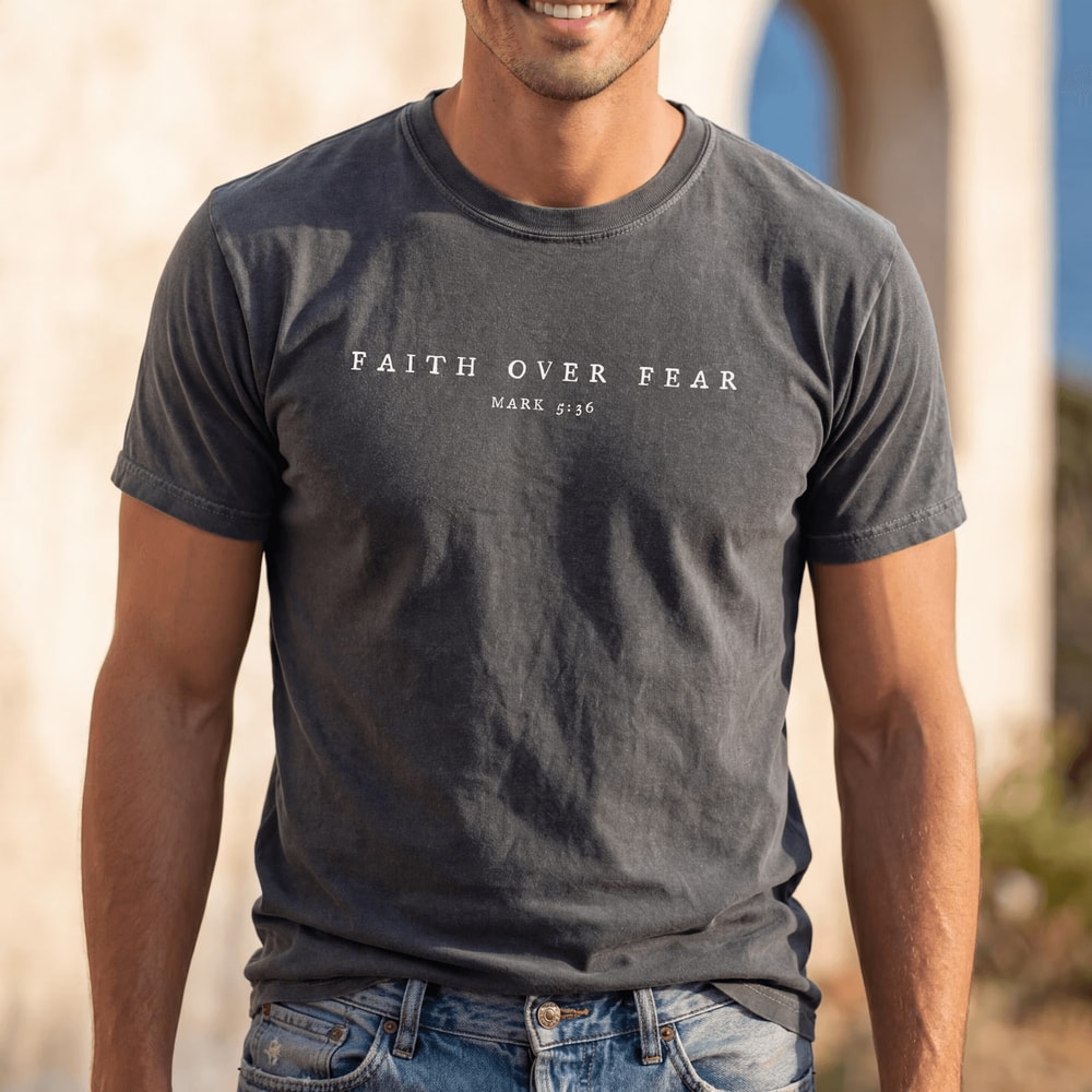 Faith Over Fear Shirt Comfort Colors Christian Minimalist Bible Verse Tee 5