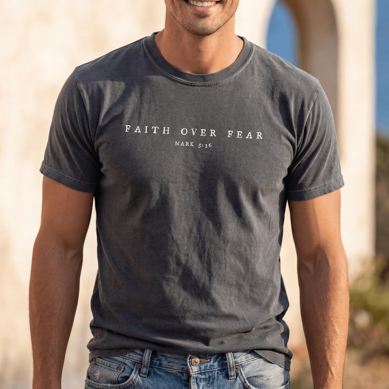 Faith Over Fear Shirt Comfort Colors Christian Minimalist Bible Verse Tee 5