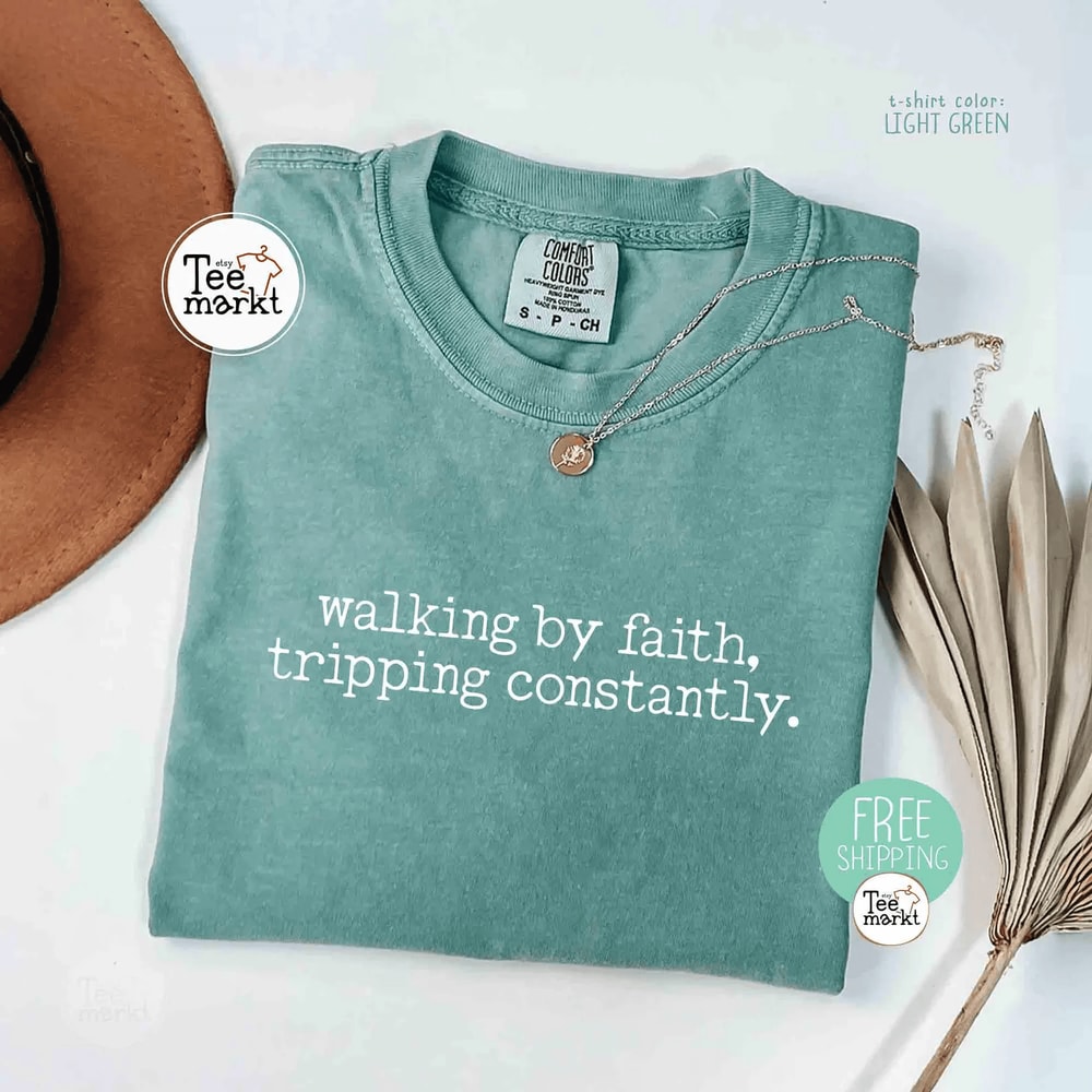 Walking By Faith Shirt Comfort Colors Christian Inspirational Bible Verse Tee 2
