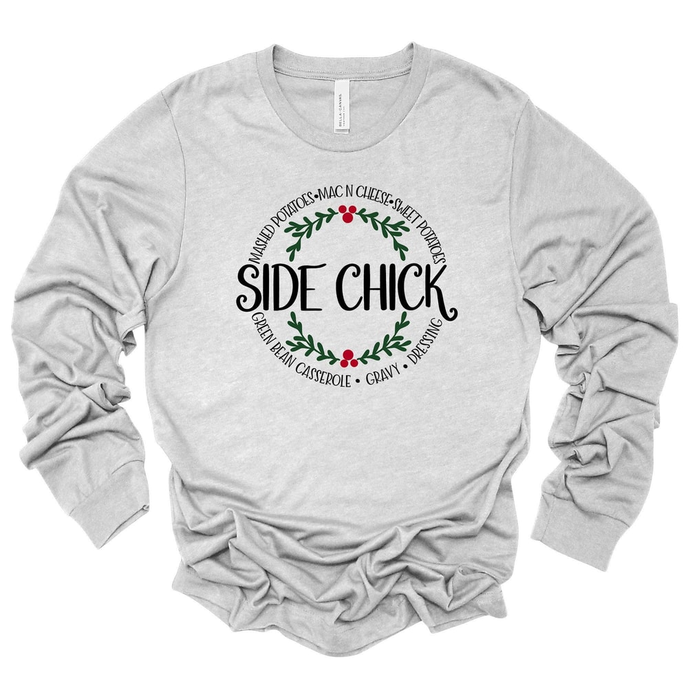 Christmas Side Chick Long Sleeve Tee Unisex Holiday Apparel 0
