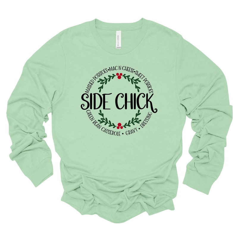 Christmas Side Chick Long Sleeve Tee Unisex Holiday Apparel 2