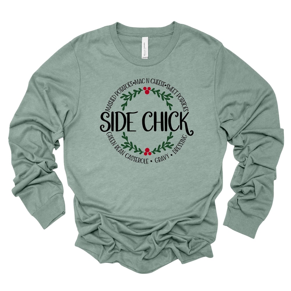 Christmas Side Chick Long Sleeve Tee Unisex Holiday Apparel 3