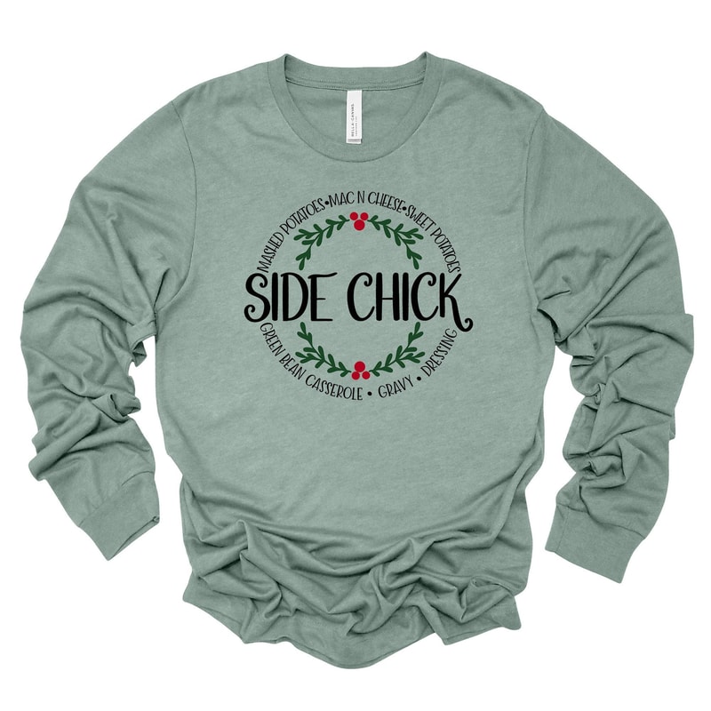 Christmas Side Chick Long Sleeve Tee Unisex Holiday Apparel 3