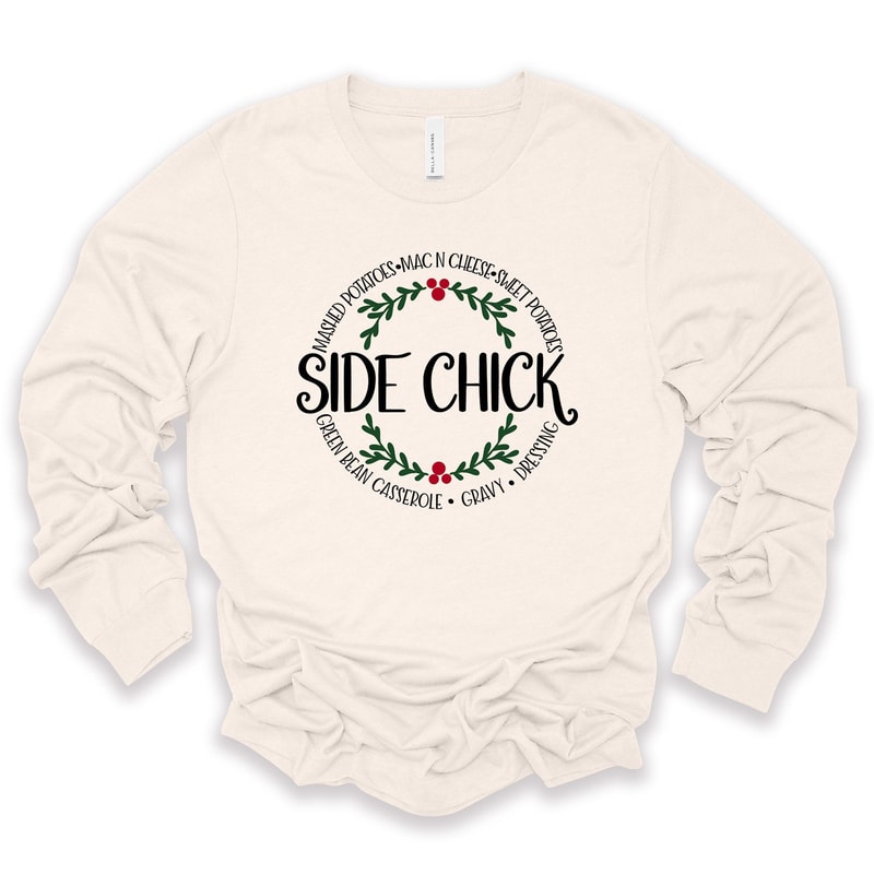 Christmas Side Chick Long Sleeve Tee Unisex Holiday Apparel 1