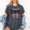 Class Of 2026 Senior Shirt Checkered Bow Graphic Tee Trendy Graduation TShirt Casual Womens Top 2
