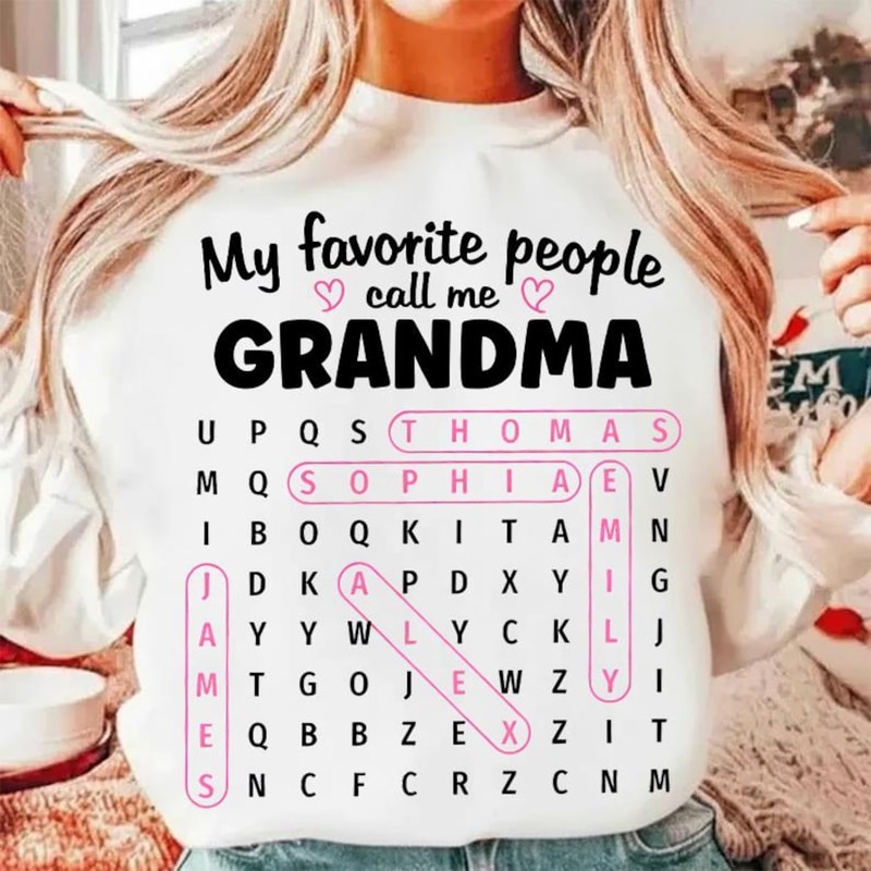My Favorite People Call Me Grandma Shirt Personalized Word Search Graphic Tee Custom Grandma TShirt 1