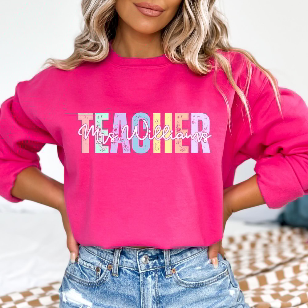Teacher Sweatshirt Floral Graphic Crewneck Cute Teacher Pullover Cozy Classroom Outfit 2