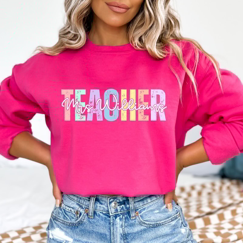 Teacher Sweatshirt Floral Graphic Crewneck Cute Teacher Pullover Cozy Classroom Outfit 2