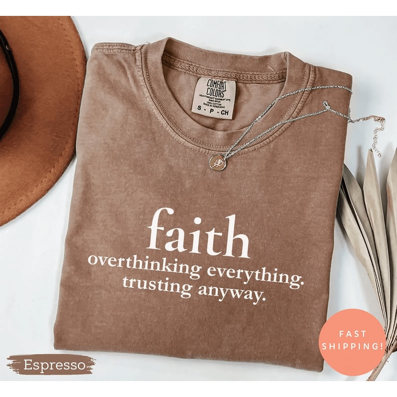 Faith Christian Shirt Comfort Colors Minimalist Inspirational Bible Verse Tee 0